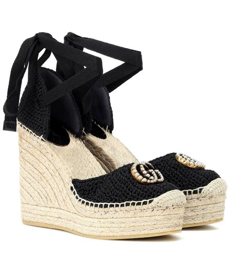 gucci espadrilles peral sandals|Gucci platform wedge sandals.